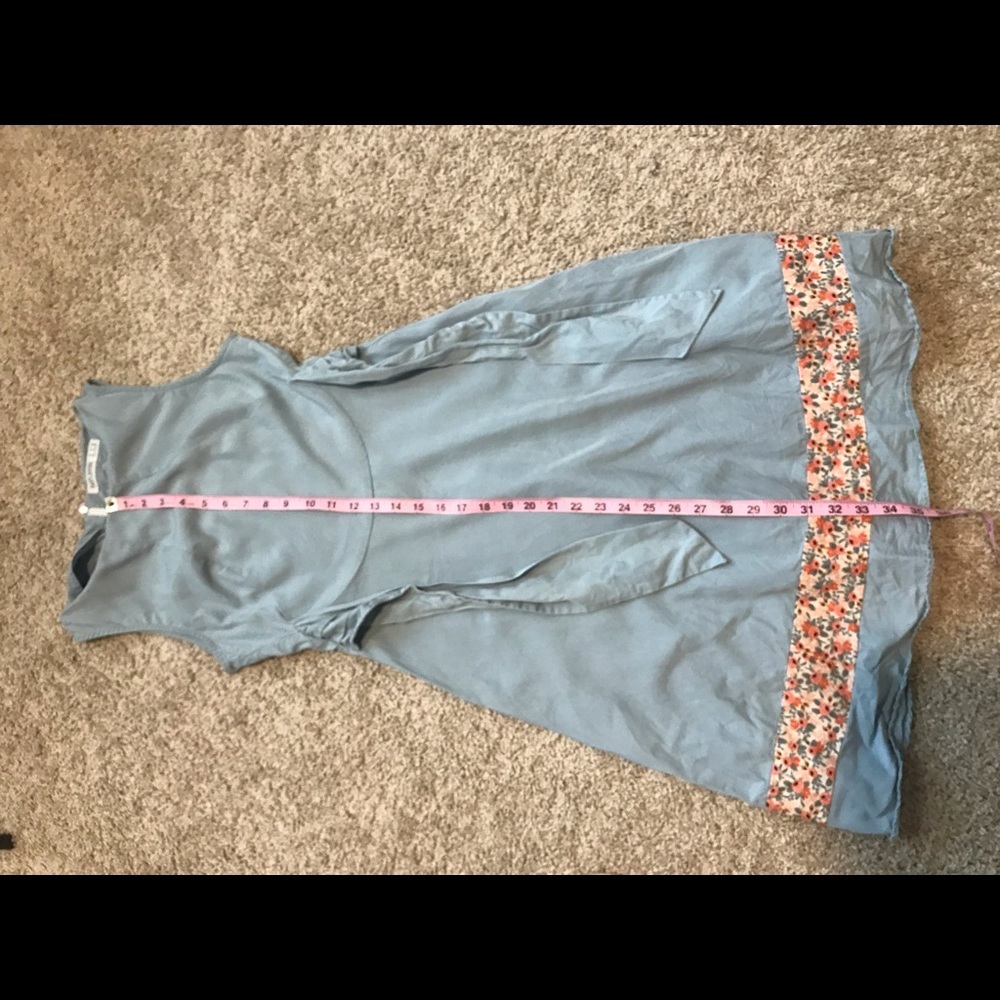 Zara Sky Blue Midi Dress with Floral Detail - Picture 9 of 9